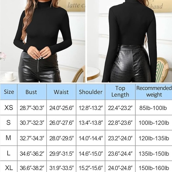 NWT Mangopop Long Sleeve Turtle Neck Bodysuit- size Large - Picture 4 of 6